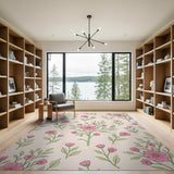 Floral Vintage Blush Pink Floral Pattern Area Rug