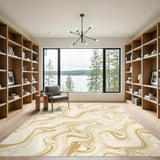 Beige Gold Marble Swirl Area Rug