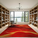 Fiery Lava Wave Red Area Rug