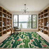 Multi-color and Patterns Southwestern Cactus Bloom Area Rug