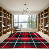Red Navy Plaid Geometric Area Rug