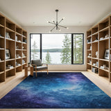 Cosmic Nebula Starry Blue Abstract Area Rug