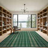 Green Plaid Geometric Area Rug