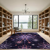 Purple Atomic Orbit Geometric Area Rug
