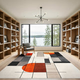 Multi-color and Patterns Bold Geometric Orange Area Rug