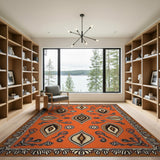 Orange Vibrant Orange Persian Motif Area Rug