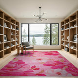 Lush Pink Peony Floral Area Rug