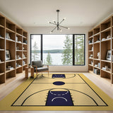 Geometric Modern Beige and Neutral Basketball Court Geometric Area Rug