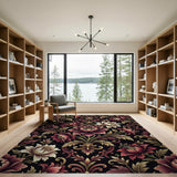 Luxurious Red Peony Floral Vintage Area Rug