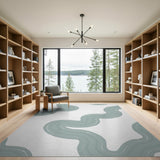 Abstract Area Blue and Teal Teal Wavy Abstract Area Rug