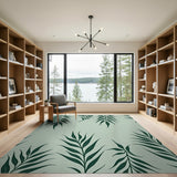 Mint Green Eucalyptus Leaf Area Rug