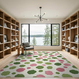 Whimsical Green Pink Abstract Splatter Area Rug