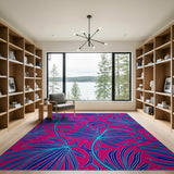 Vibrant Pink Palm Frond Area Rug
