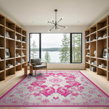 Elegant Pink Floral Persian Traditional Persian Area Rug