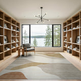 Beige and Neutral Abstract Wave Area Rug