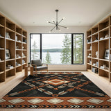 Southwestern Arrow Chain Geometric Rug - Black Rust