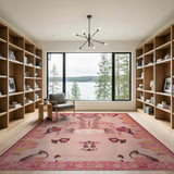 Whimsical Pink Cartoon Tiger Area Rug