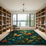 Floral Vintage Vibrant Butterfly Meadow Area Rug