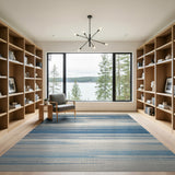 Brushed Blue Grey Striped Modern Area Rug