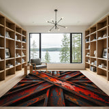 Rusted Crimson Crossbeam Area Rug