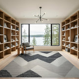Geometric Modern Black and White Black White Zigzag Geometric Area Rug