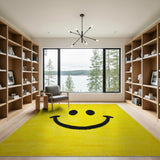 Playful Yellow Smiley Face Shag Rug