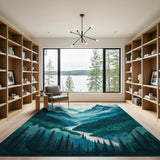 Teal Mountain Valley Peaks Area Rug