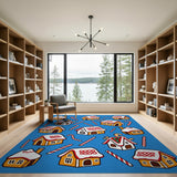 Whimsical Gingerbread Houses Candy Canes Area Rug