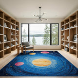 Cosmic Swirl Planets Stars Kids Rug