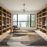 Multi-Color Curved Geometric Area Rug