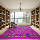 Vibrant Multi-Color Kawaii Cartoon Alphabet Rug