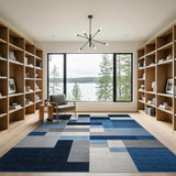 Geometric Modern Modern Blue Block Geometric Area Rug
