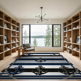Nautical Navy Anchor Rope Area Rug
