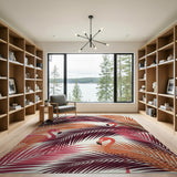 Flamingo Palm Leaf Coastal Area Rug