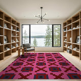 Hot Pink Geometric Cross Area Rug