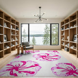 Pink Hibiscus Watercolor Area Rug