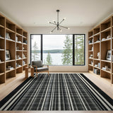 Black White Plaid Geometric Modern Area Rug