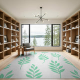 Floral Vintage Green Mint Green Leaf Pattern Area Rug
