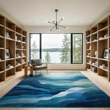 Moonlit Blue Layered Peaks Area Rug