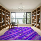 Purple Cat Collar Paw Print Area Rug