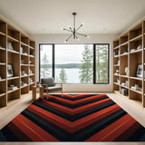 Bold Red Black Chevron Geometric Area Rug