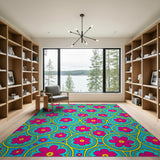 Vibrant Pink Flower Medallion Area Rug