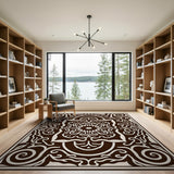 Traditional Persian Ornate Brown Floral Medallion Area Rug