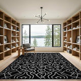 Geometric Modern Black White Geometric Line Art Area Rug