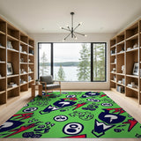Fun Green Cartoon Monster Area Rug
