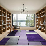 Purple Geometric Block Modern Area Rug