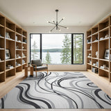Abstract Area Black and White Abstract Swirl Black White Area Rug