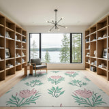 Blush Pink Floral Motif Area Rug