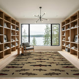 Tan Rainbow Trout Fish Area Rug