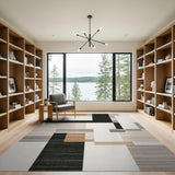 ODIKA Modern Abstract Geometric Washable Area Rug - Low Pile Non-Slip Carpet